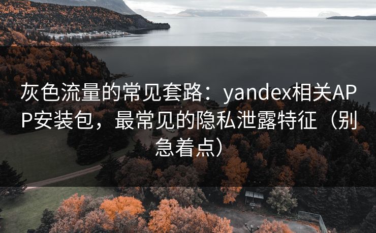 灰色流量的常见套路：yandex相关APP安装包，最常见的隐私泄露特征（别急着点）